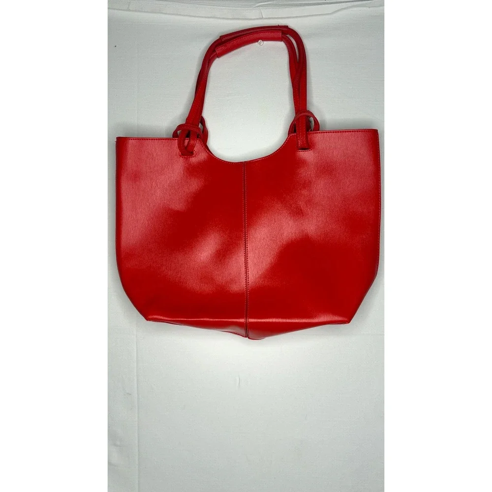 Neiman MarcusFaux Leather Large Tote Bag Knotted Strap Shoulder Bag Minimalist
